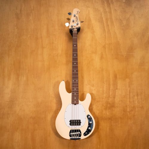 Preloved Sterling by Music Man Sting Ray bass guitar from the Sterling Sub Series, with a sunburst finish and four-string design.