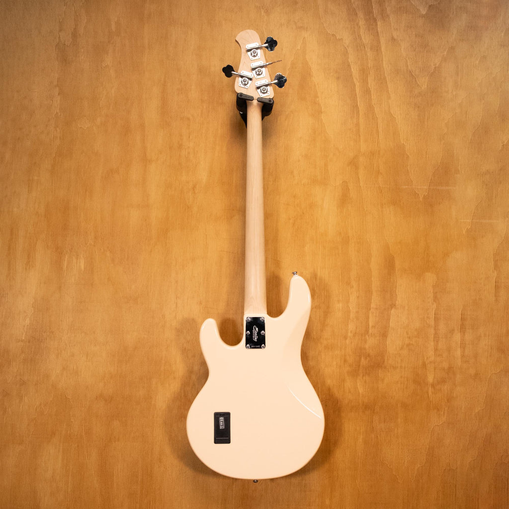 Preloved Sterling by Music Man Sting Ray bass guitar from the Sterling Sub Series, featuring a sleek body and four-string design.