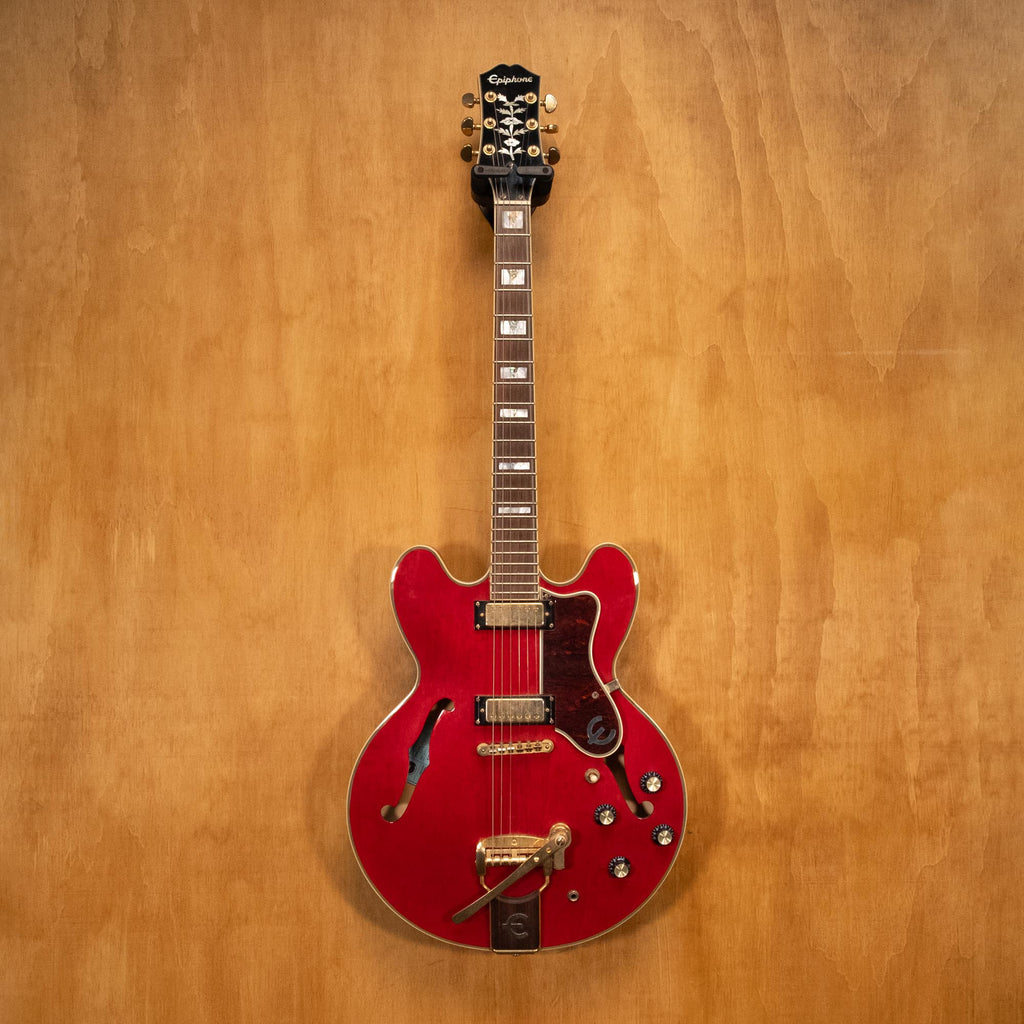 Preloved Epiphone Sheraton '62 Reissue electric guitar with sunburst finish and double-cutaway body, shown from front view.