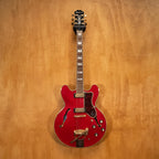 Preloved Epiphone Sheraton '62 Reissue electric guitar with sunburst finish and double-cutaway body, shown from front view.