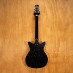 Danelectro '59 Blackout Black Metal Flake electric guitar with a black and metal flake finish, shown in a close-up image.