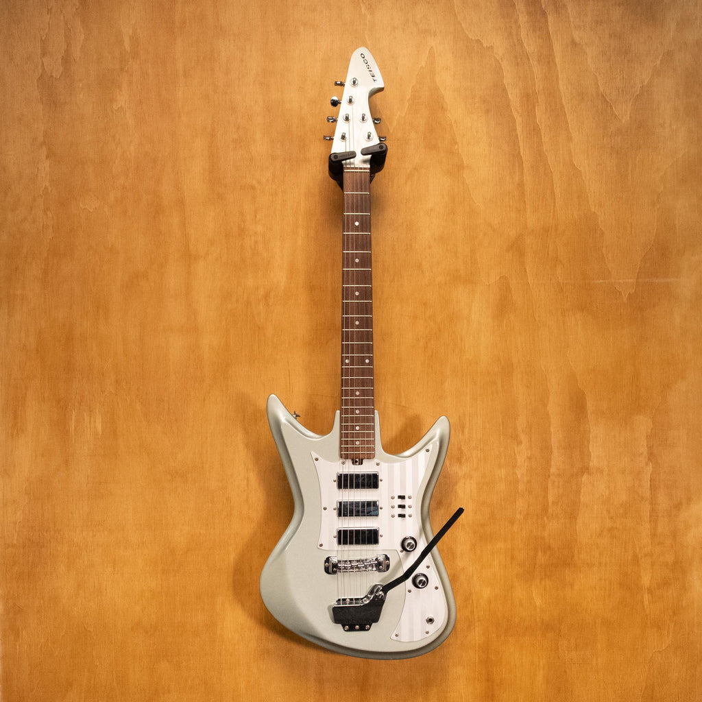 Teisco K-56 Reissue electric guitar in silky blue, showcasing its sleek body, vintage design, and electric guitar features.