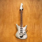 Teisco K-56 Reissue electric guitar in silky blue, showcasing its sleek body, vintage design, and electric guitar features.