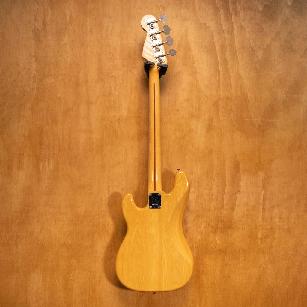 Greco PB420 P-Style bass guitar in natural finish, showcasing the body and neck of this preowned MIJ bass guitar.