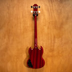 Epiphone SG Bass Guitar EB-3 in cherry finish with two pickups and chrome hardware, shown on a white background.