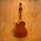 Epiphone Zephyr Regent electric guitar in natural finish, showcasing its vintage-style body and dual humbucker pickups.