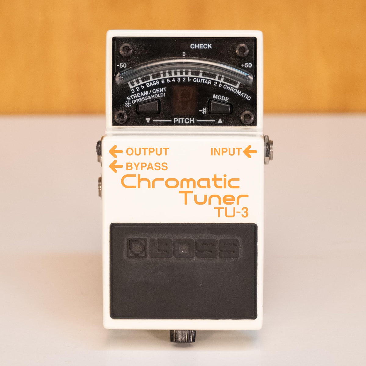 BOSS TU-3 chromatic tuner guitar pedal with display and control knobs, used effects pedal for accurate tuning.