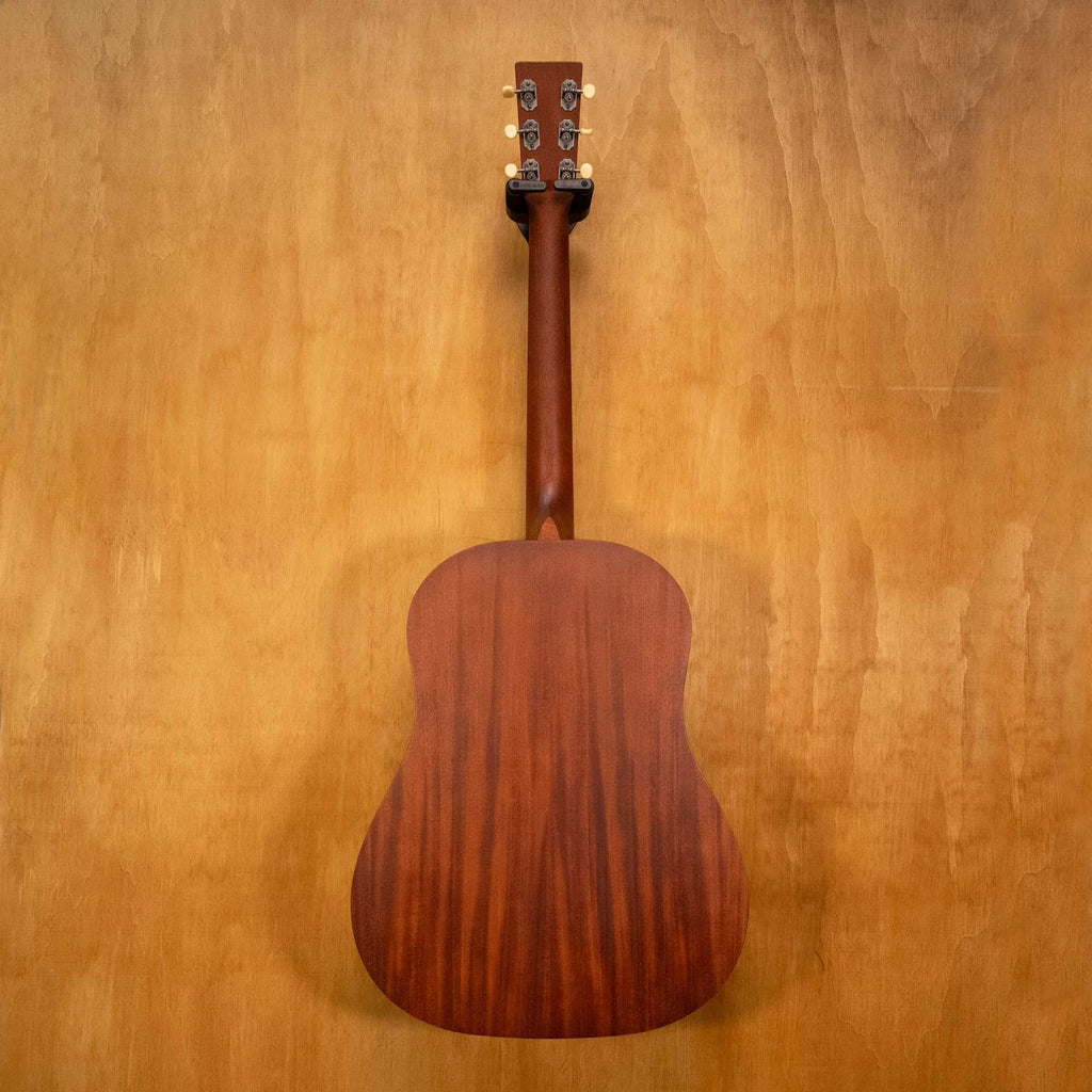 Martin DSS-17 Whiskey Sunset acoustic guitar with a warm finish, showing the body, neck, and detailed wood grain.
