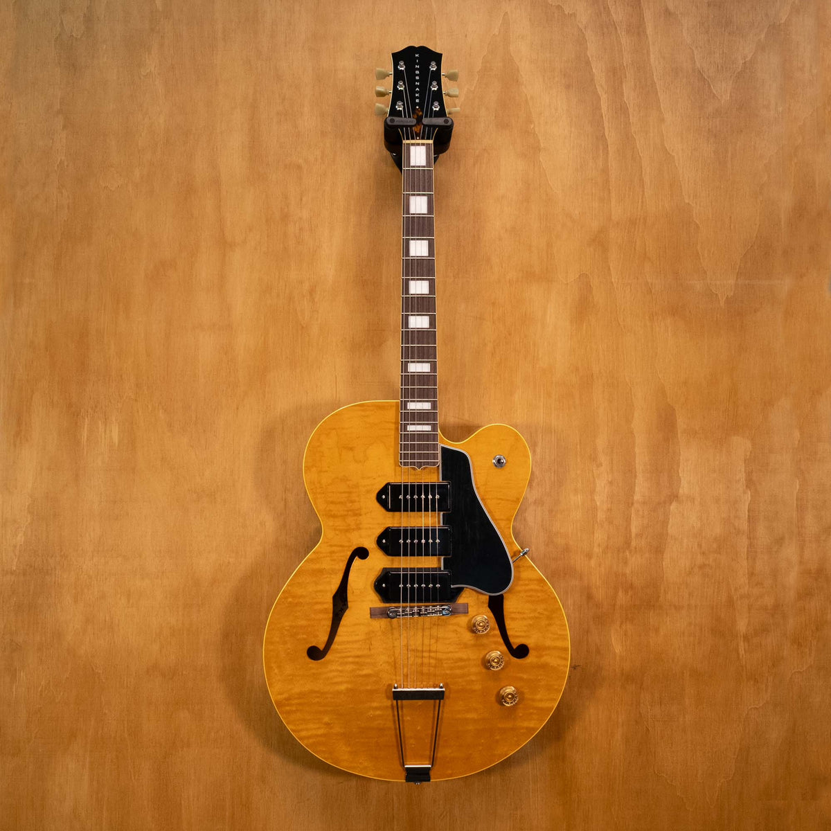 King Snake Three Bone P90 electric guitar in amber natural finish, preloved, model THB-035