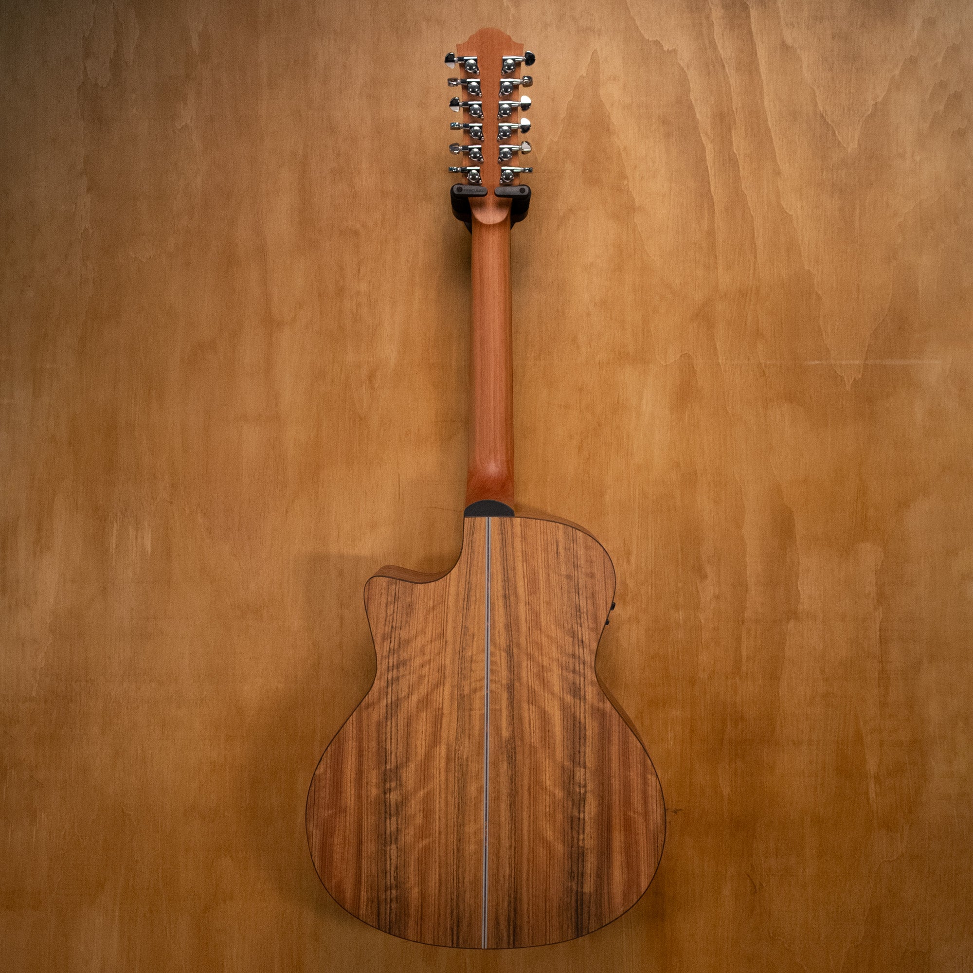 Gilman 12-string acoustic guitar with cutaway and pickup, showing the wooden body and fretboard, preowned and ready to play.