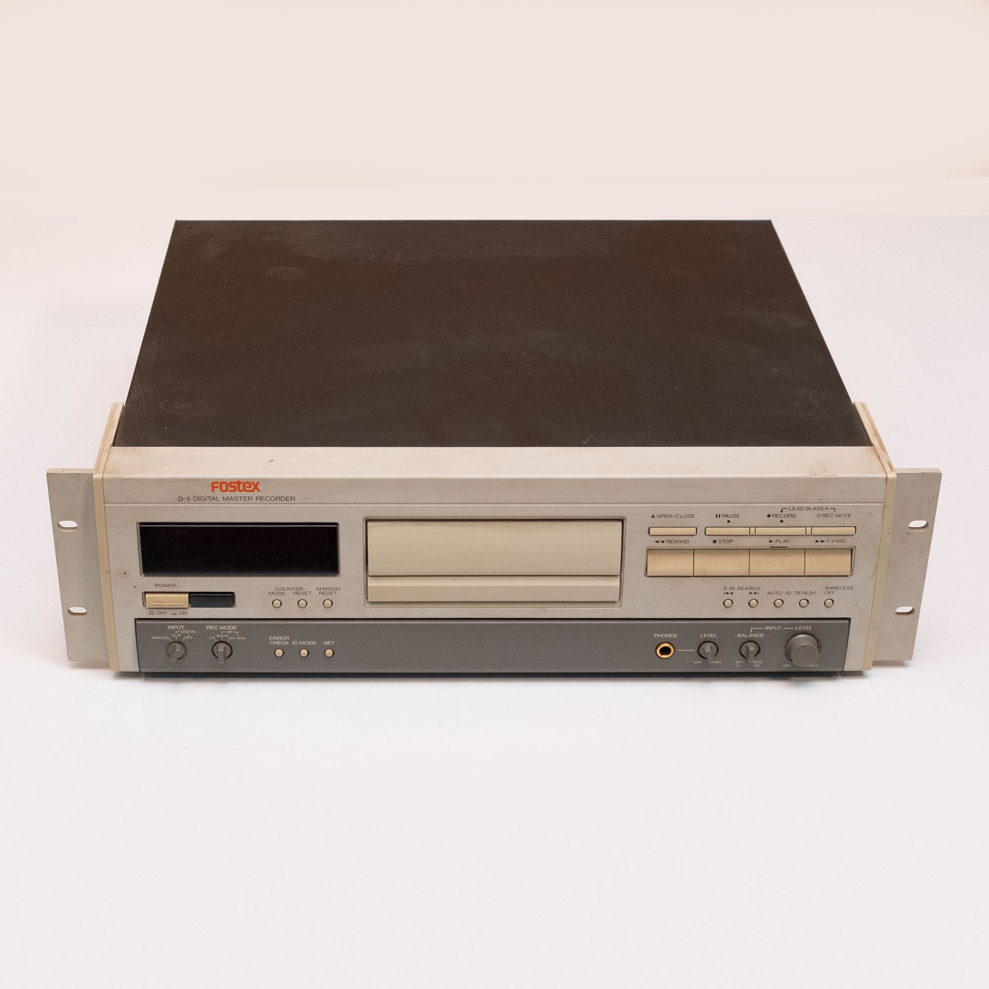 Fostex D-5 digital audio tape master recorder, MIJ, with controls and display visible on the black recorder unit.