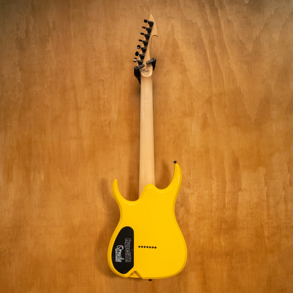 Ormsby Hype Run 18 Standard Scale 7-string electric guitar in High Alert finish, showing the body, neck, and hardware details.