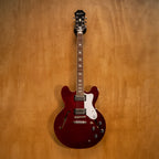 Epiphone Noel Gallagher Signature Riviera electric guitar with sunburst finish and vintage-style hardware, front view.