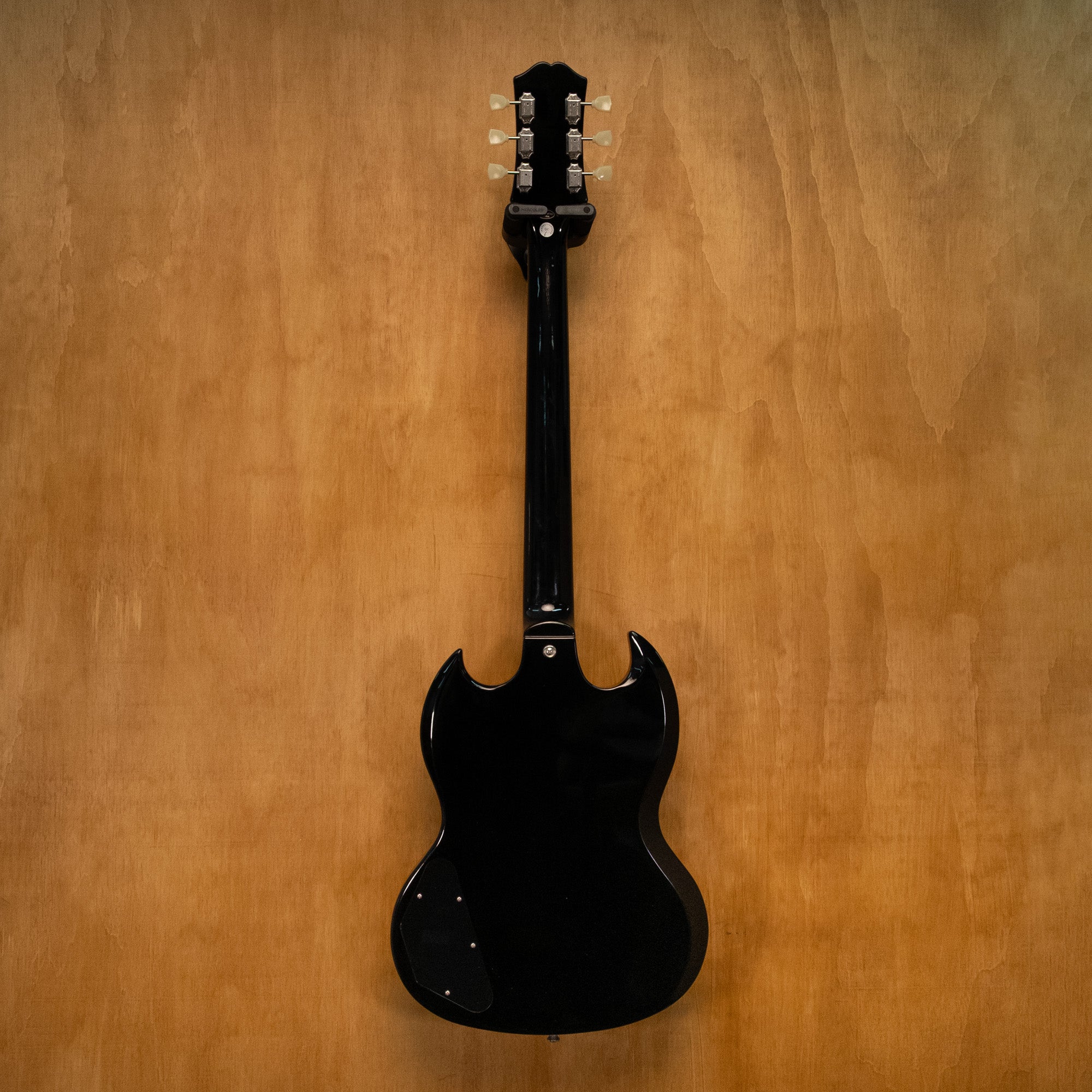 Epiphone Inspired By Gibson SG Standard Electric Guitar in Ebony, 2021 model, featuring double-cutaway body and chrome hardware.