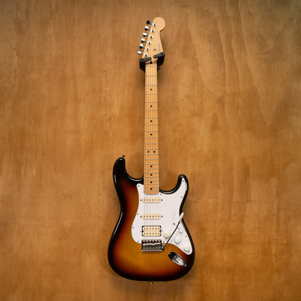 Fender Stratocaster ST-STD HSS electric guitar in 3-tone sunburst finish with maple neck, made in Japan, year 2007.