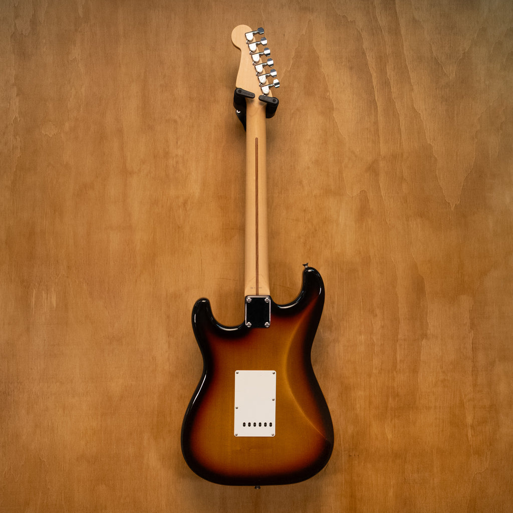 Fender Stratocaster ST-STD HSS electric guitar in 3-tone sunburst finish, made in Japan, showing the body and pickups.