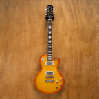 Epiphone Les Paul Standard Plus Top Pro electric guitar in honey burst finish, showing the body, pickups, and neck detail.