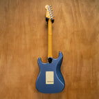 Fender '62 Stratocaster electric guitar in Old Lake Placid Blue, made in Japan, showing the body and neck details.