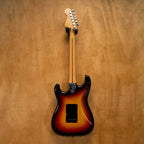 Fender '72 Stratocaster electric guitar in 3-tone sunburst finish, made in Japan, vintage style, with maple neck and three pickups.