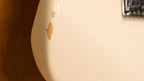 Fender '72 Stratocaster electric guitar with scalloped fingerboard in Olympic White, made in Japan, vintage-style guitar image.
