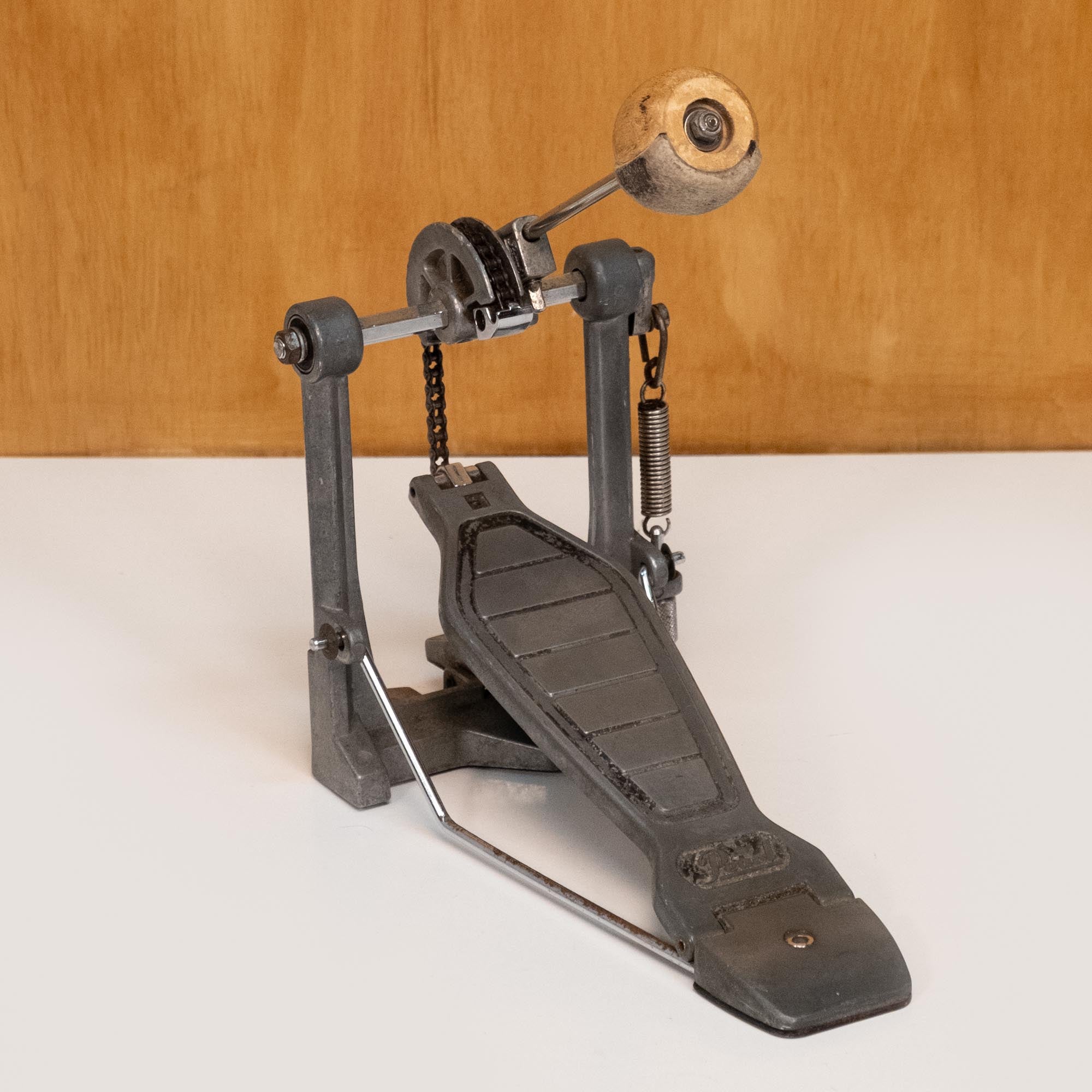 Pearl Pearl Kick Drum Pedal for bass drums, showing the pedal mechanism and footboard in a close-up view.