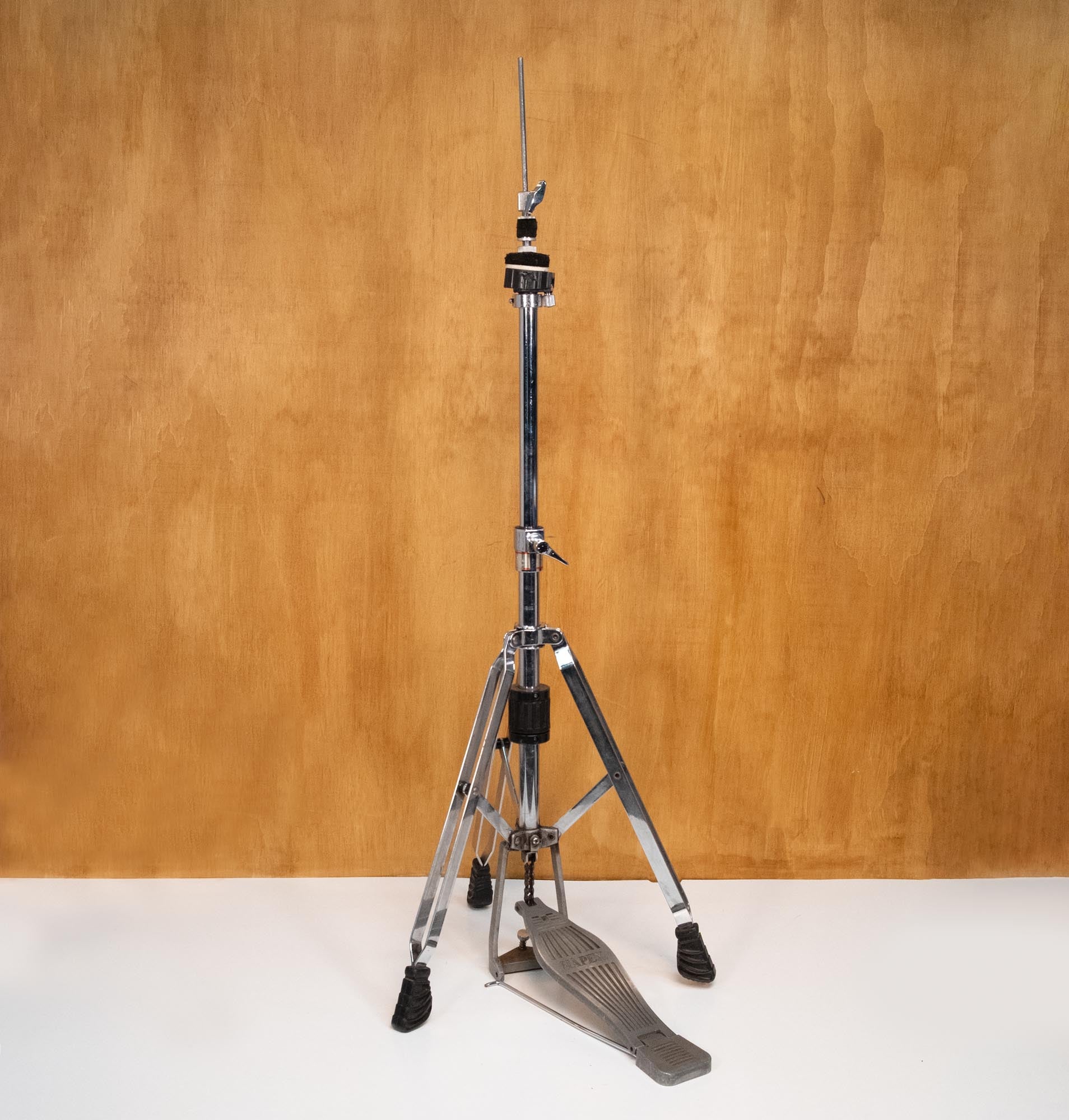 Preloved Mapex hi-hat stand for drum hardware, showing adjustable stand with pedals and hardware components.