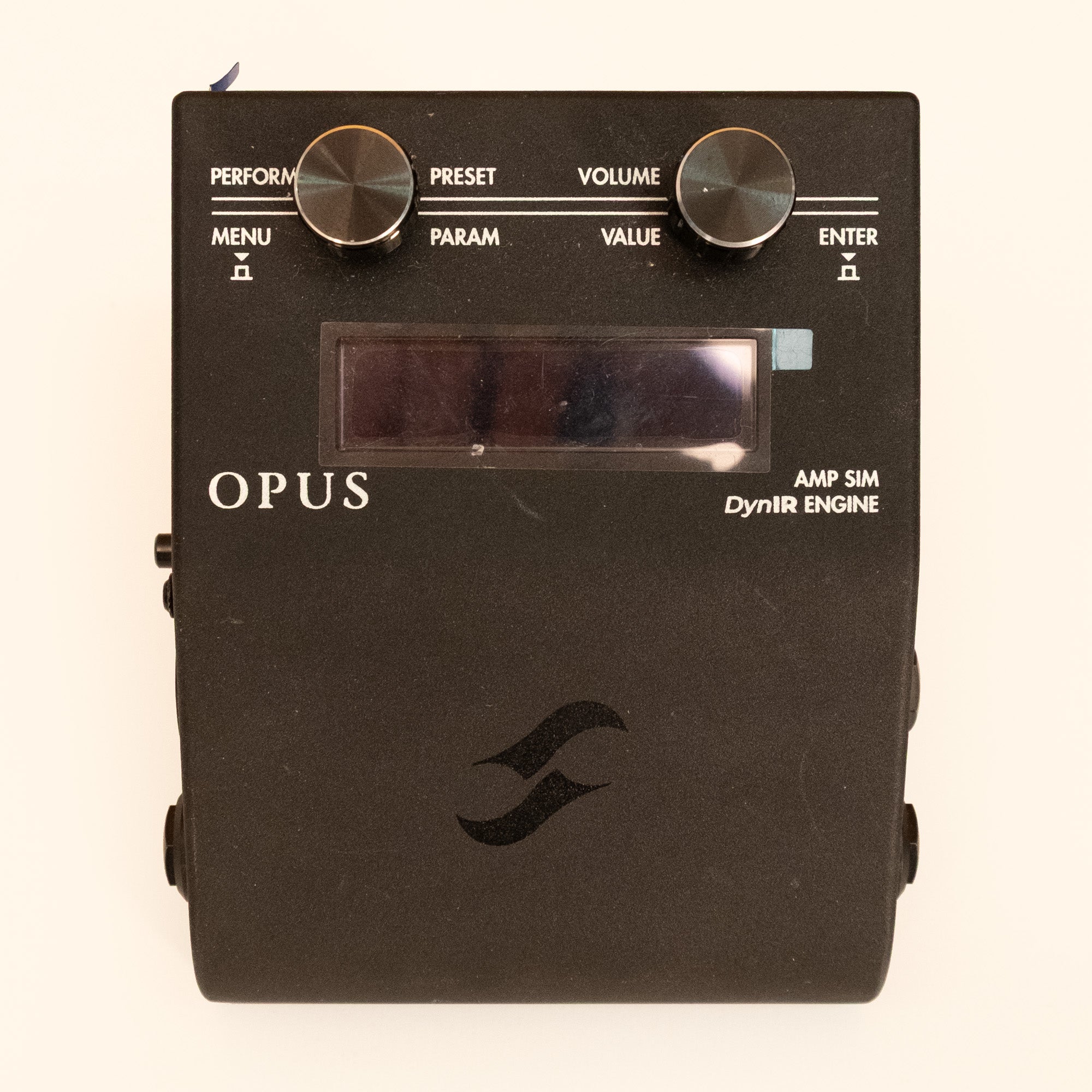 Two Notes Opus Amp Modeller and Cab Simulator effects pedal, preowned, showing controls and input/output jacks on a compact pedal.