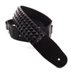 DSL Straps Metal Series Pyramid Metal Leather Guitar Strap 2.5in - Pyramid Black