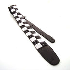 DSL Straps Metal Series Pyramid Metal Leather Guitar Strap 2.5in - Black & White Box