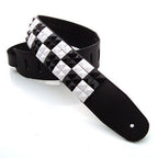 DSL Straps Metal Series Pyramid Metal Leather Guitar Strap 2.5in - Black & White Box
