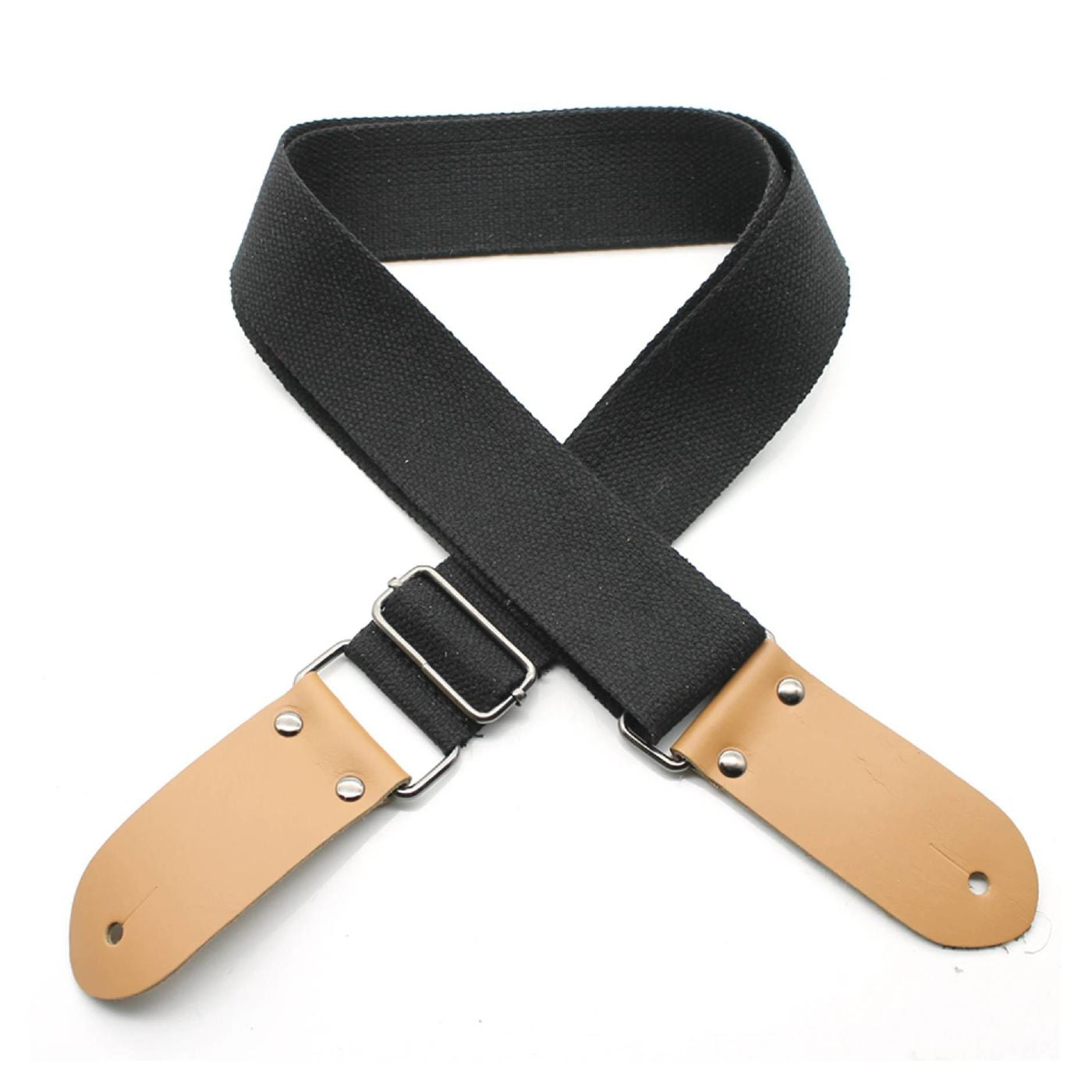 Black cotton guitar strap from DSL Straps Weaving Series, designed for comfortable, stylish support during playing.