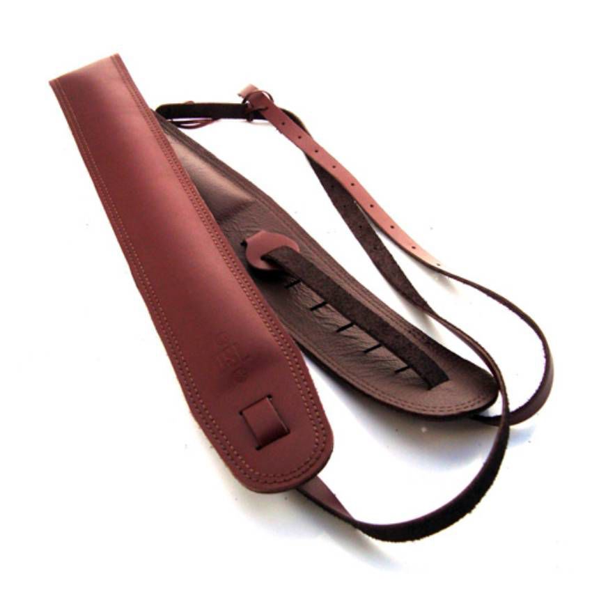 DSL Straps Bluegrass Series Leather Banjo Strap 2.5in - Maroon/Brown