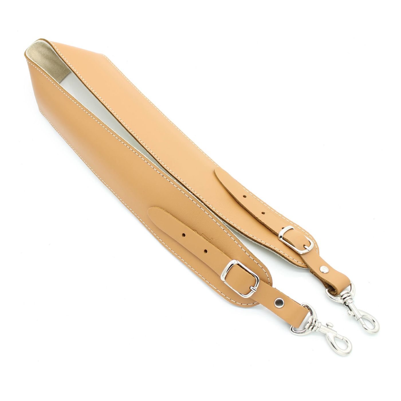 DSL Straps Bluegrass Series Leather Banjo Strap 2.5in - Tan/Beige Clip