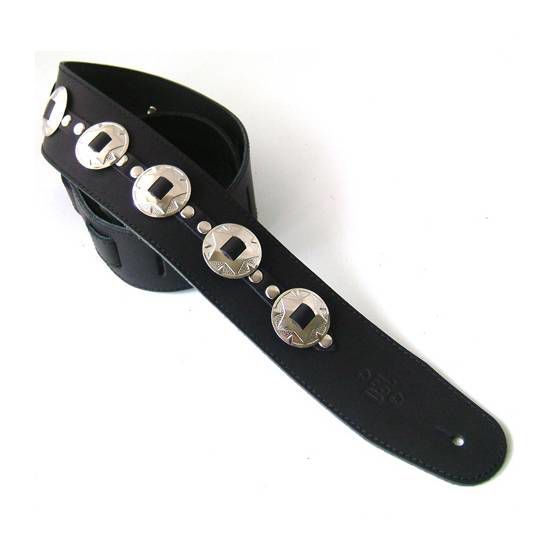 DSL Straps Designers Series Concho Leather Guitar Strap 2.5in - Black Star