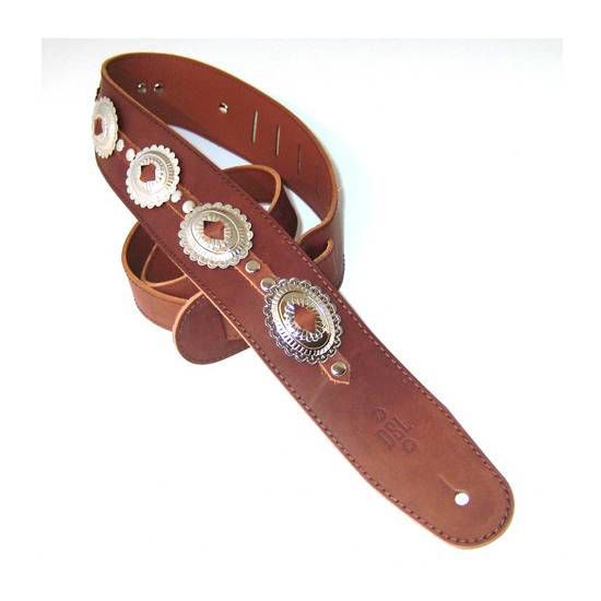 DSL Straps Designers Series Concho Leather Guitar Strap 2.5in - Maroon Flower
