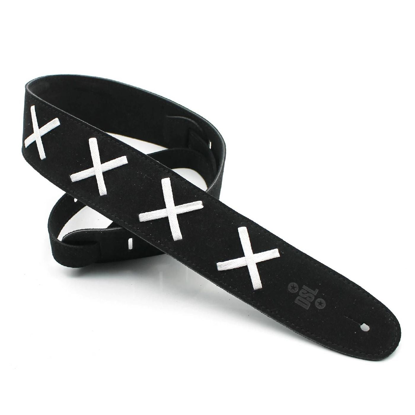 DSL Straps Tribute Series Suede Leather Guitar Strap 2.5in - Black/White X