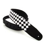 DSL Straps Metal Series Pyramid Metal Leather Guitar Strap 2.5in - White