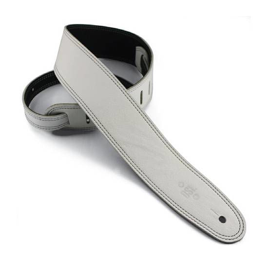 DSL Straps Premium Series Reversible Leather Guitar Strap 2.5in - Reversible Black & White