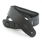 DSL Premium Padded Garment Leather Guitar Strap 2.5" - Black/Black
