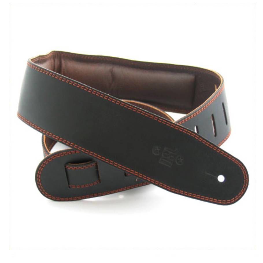 DSL Straps Premium Series Garment Leather Guitar Strap 2.5in Padded Garment - Black/Brown