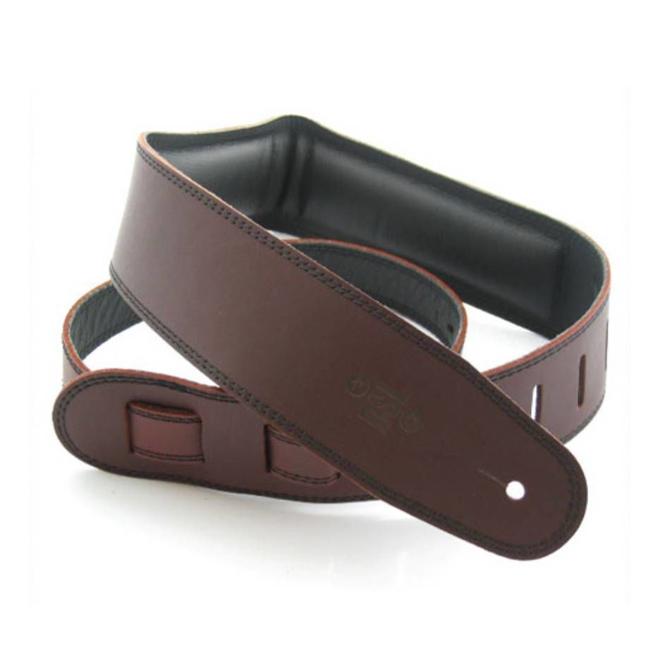 DSL Straps Premium Series Garment Leather Guitar Strap 2.5in Padded Garment - Saddle Brown/Black
