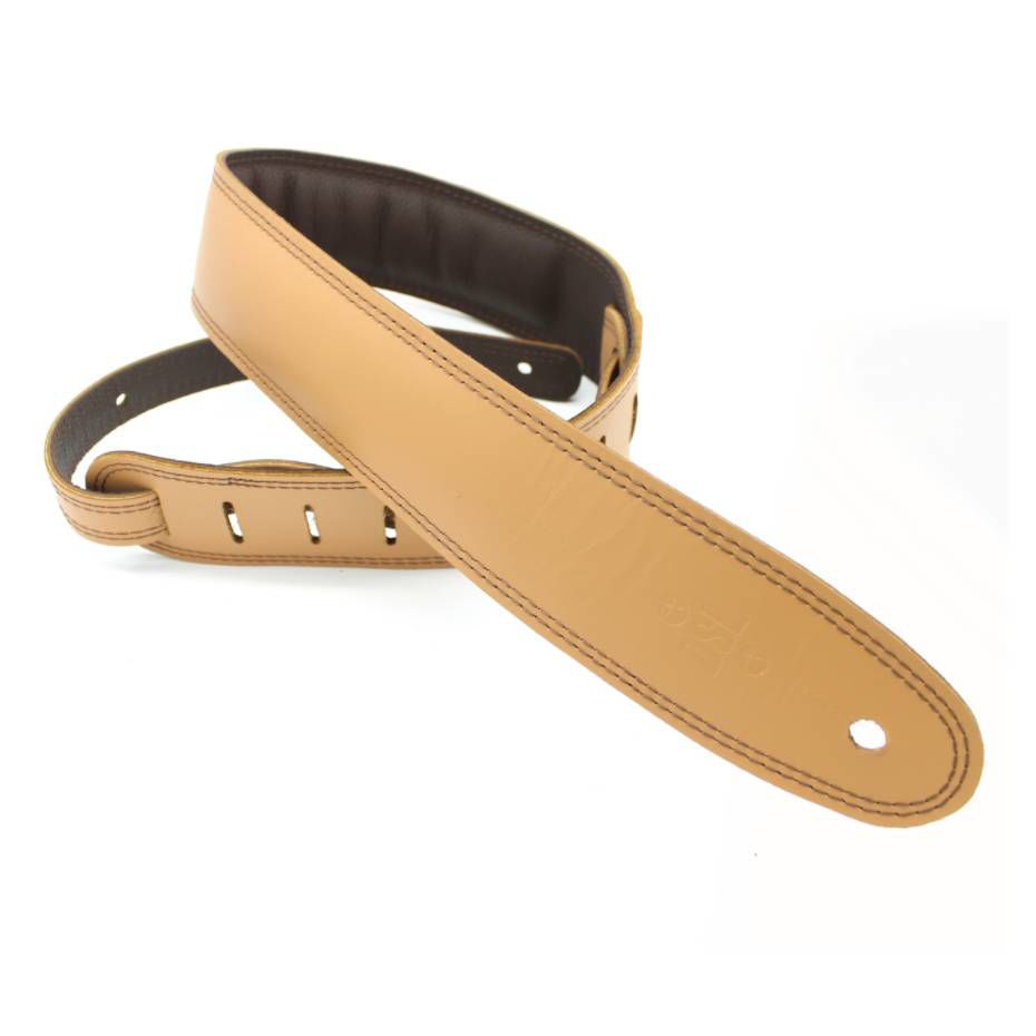 DSL Straps Premium Series Garment Leather Guitar Strap 2.5in Padded Garment - Tan/Brown