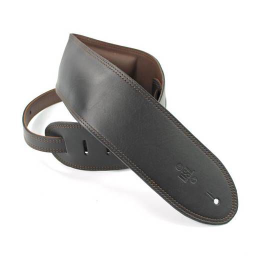 DSL Straps Premium Series Garment Leather Guitar Strap 3.5in Padded Garment - Black/Brown