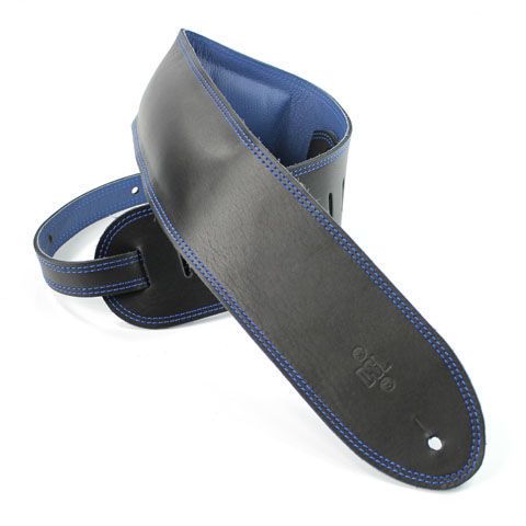 DSL Straps Premium Series Garment Leather Guitar Strap 3.5in Padded Garment - Black/Blue