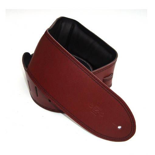 DSL Straps Premium Series Garment Leather Guitar Strap 3.5in Padded Garment - Maroon/Black