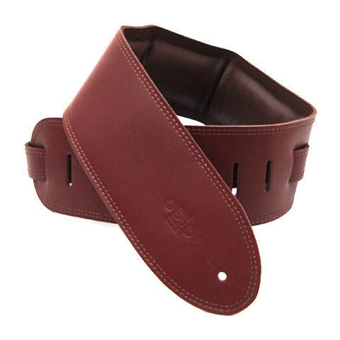 DSL Straps Premium Series Garment Leather Guitar Strap 3.5in Padded Garment - Maroon/Brown