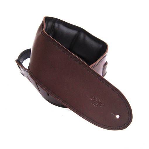 DSL Straps Premium Series Garment Leather Guitar Strap 3.5in Padded Garment - Saddle Brown/Black