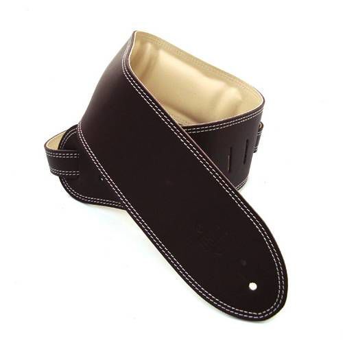 DSL Straps Premium Series Garment Leather Guitar Strap 3.5in Padded Garment - Saddle Brown/Beige