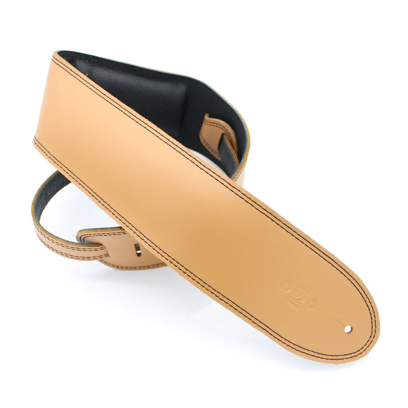 DSL Straps Premium Series Garment Leather Guitar Strap 3.5in Padded Garment - Tan/Black