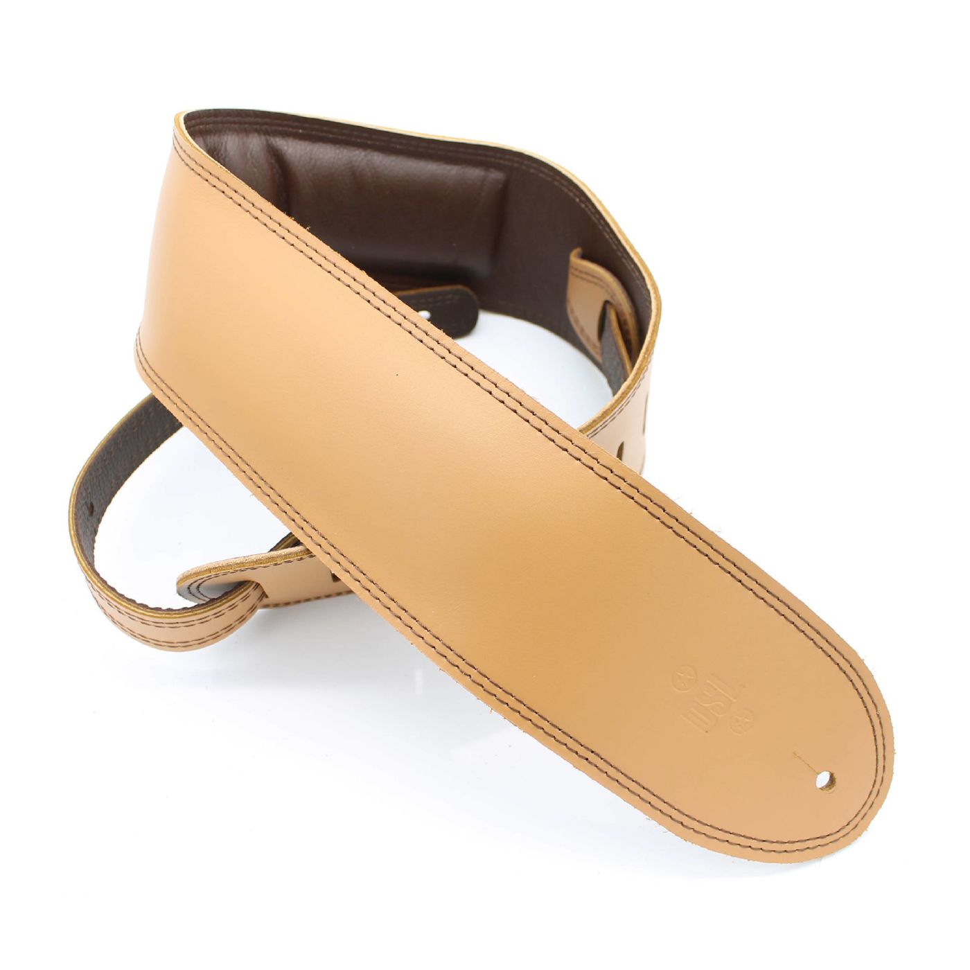 DSL Straps Premium Series Garment Leather Guitar Strap 3.5in Padded Garment - Tan/Brown